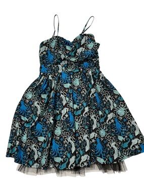 Banjo & Cake Dress Size S Sea Garden Creatures Black Blue w/ Tulle Party Retro